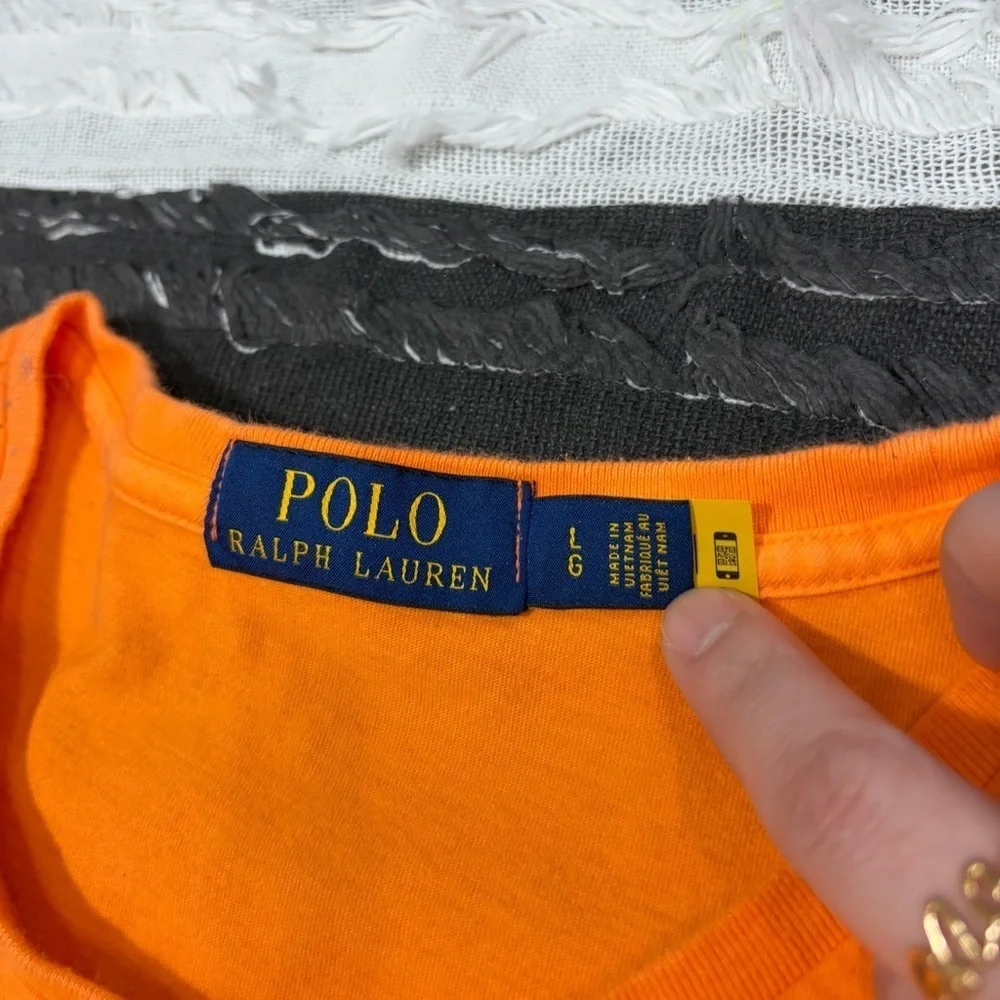 POLO RALPH LAUREN aside degrade orange white original brand Sz L Boho Preppy